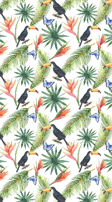 Fabric roller blind Toucans on flowers