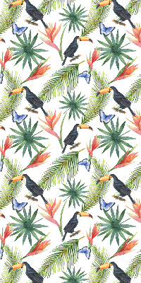 Fabric roller blind Toucans on flowers