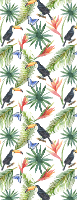 Fabric roller blind Toucans on flowers