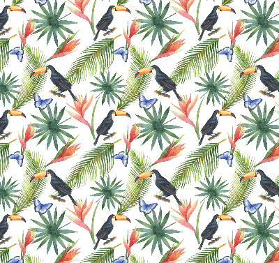 Fabric roller blind Toucans on flowers