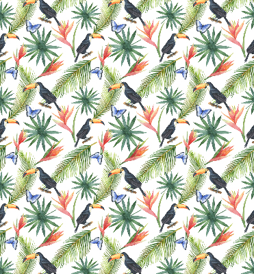 Fabric roller blind Toucans on flowers