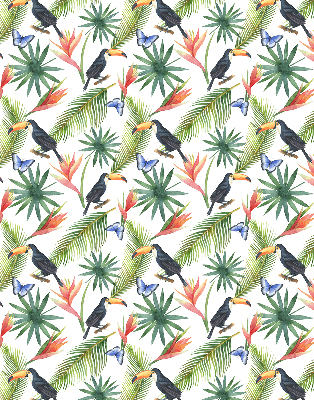 Fabric roller blind Toucans on flowers