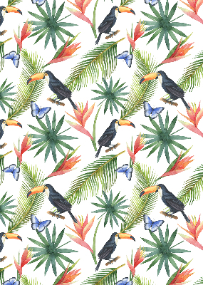 Fabric roller blind Toucans on flowers