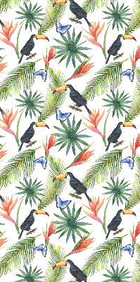 Fabric roller blind Toucans on flowers