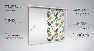 Fabric roller blind Toucans on flowers