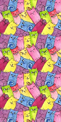 Modern roller blind with a colorful cat pattern