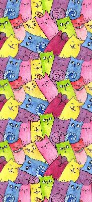 Modern roller blind with a colorful cat pattern