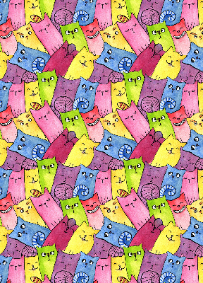 Modern roller blind Colorful cats
