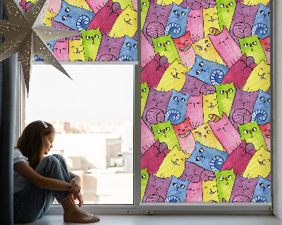 Modern roller blind Colorful cats