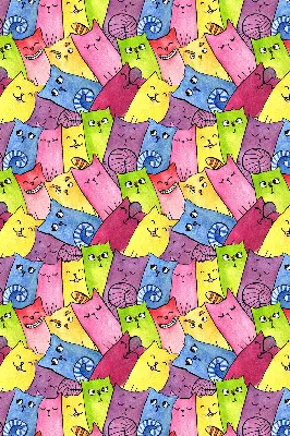 Modern roller blind with a colorful cat pattern