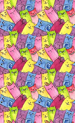 Modern roller blind with a colorful cat pattern