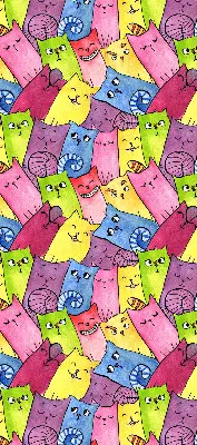 Modern roller blind with a colorful cat pattern