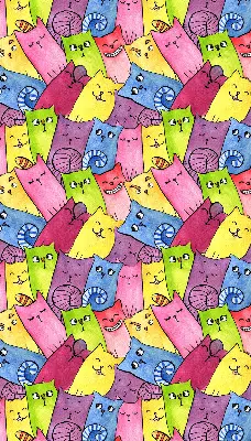 Modern roller blind with a colorful cat pattern
