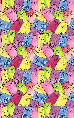 Modern roller blind with a colorful cat pattern