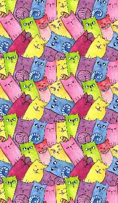 Modern roller blind with a colorful cat pattern
