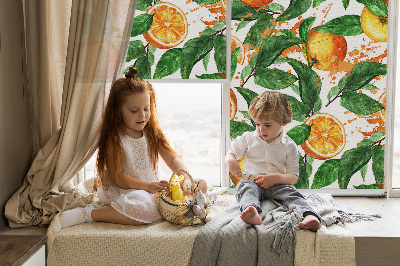 Roller blind for large window Oranges and leaves