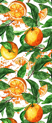 Roller blind for large window oranges and leaves print