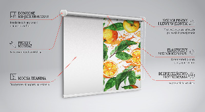 Roller blind for large window oranges and leaves print