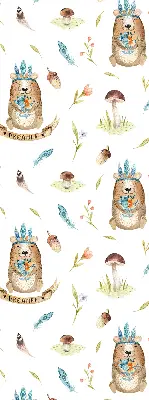 Roller blind with teddy bears and plants pattern