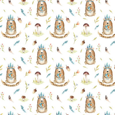 Modern roller blind Teddy bears and plants