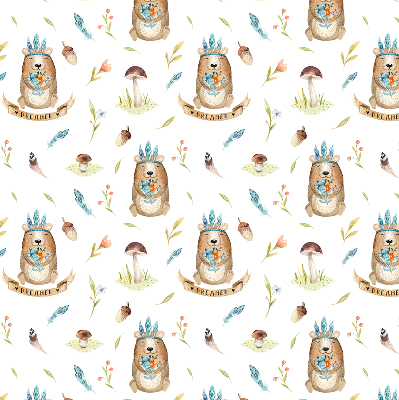 Modern roller blind Teddy bears and plants
