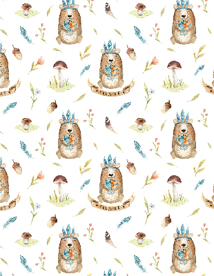 Modern roller blind Teddy bears and plants