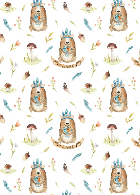 Modern roller blind Teddy bears and plants