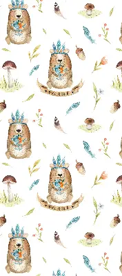 Roller blind with teddy bears and plants pattern