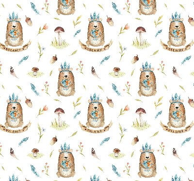 Modern roller blind Teddy bears and plants