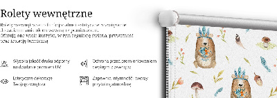 Modern roller blind Teddy bears and plants