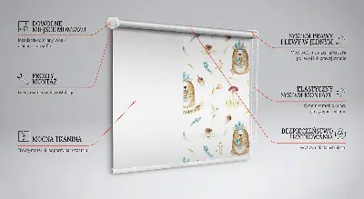Roller blind with teddy bears and plants pattern