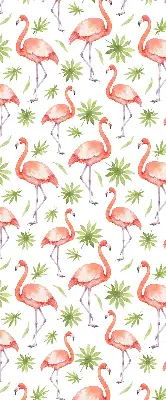 Roller blind for large window with flamingo and leaves print