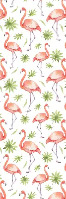 Roller blind for large window with flamingo and leaves print