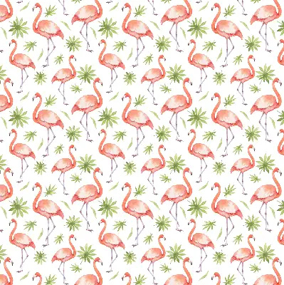 Roller blind for large window with flamingo and leaves print
