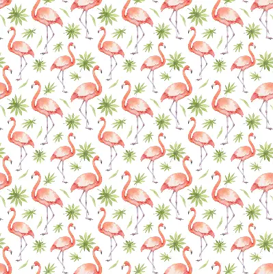 Roller blind for large window with flamingo and leaves print