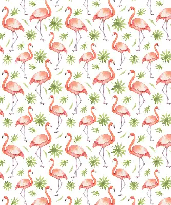 Roller blind for large window with flamingo and leaves print