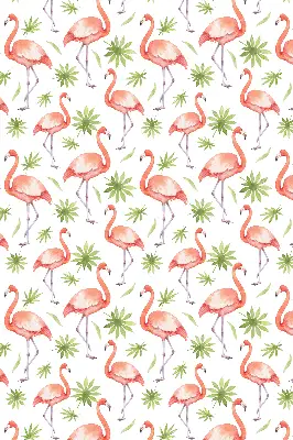 Roller blind for large window with flamingo and leaves print