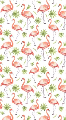 Roller blind for large window with flamingo and leaves print