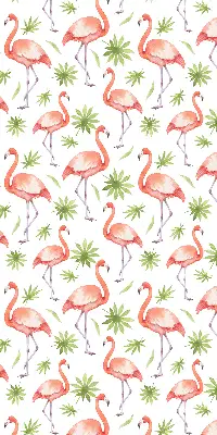Roller blind for large window with flamingo and leaves print