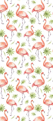 Roller blind for large window with flamingo and leaves print