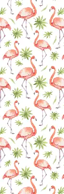 Roller blind for large window with flamingo and leaves print