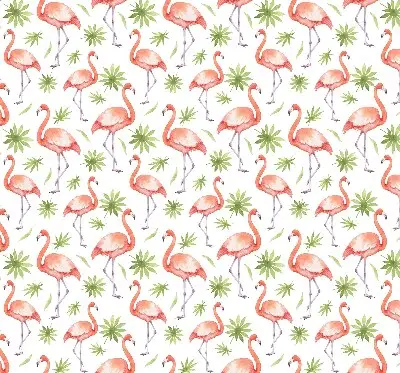 Roller blind for large window with flamingo and leaves print