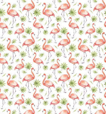 Roller blind for large window with flamingo and leaves print