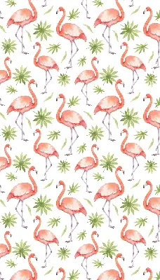 Roller blind for large window with flamingo and leaves print