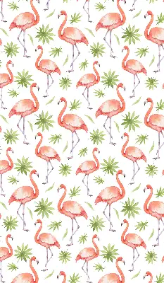 Roller blind for large window with flamingo and leaves print