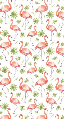 Roller blind for large window with flamingo and leaves print