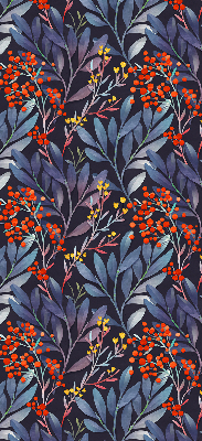 Fabric roller blind Dark leaves and rowan