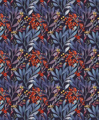 Fabric roller blind Dark leaves and rowan