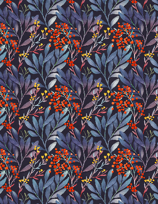 Fabric roller blind Dark leaves and rowan