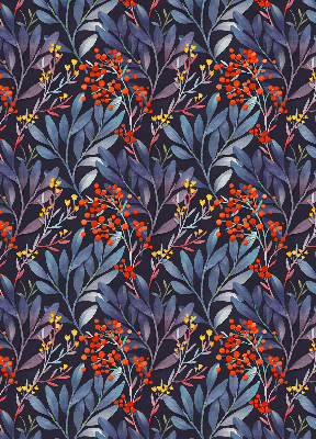 Fabric roller blind Dark leaves and rowan